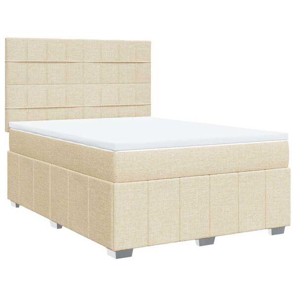 vidaXL Boxspring posteľ s matracom kr&eacute;mov&yacute; 140x190 cm l&aacute;tka