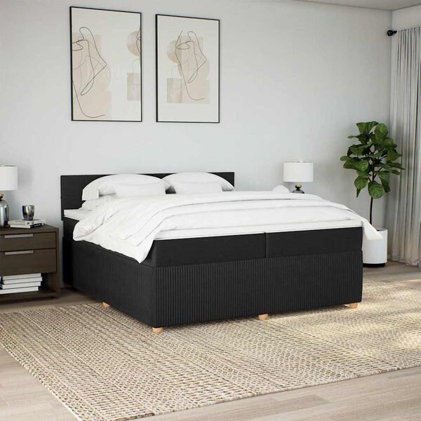 vidaXL Boxspring posteľ s matracom čierna 200x200 cm l&aacute;tka