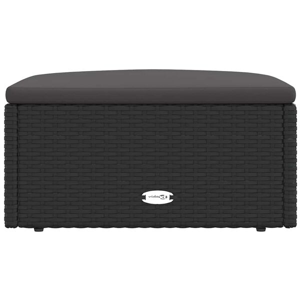 vidaXL Z&aacute;hradn&aacute; podnožka s podložkou čierna polyratanov&aacute;