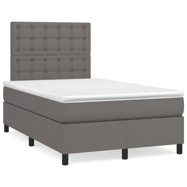 vidaXL Boxspring posteľ s matracom siv&aacute; 120x200 cm umel&aacute; koža