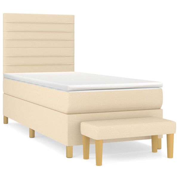 vidaXL Posteľn&yacute; r&aacute;m boxspring s matracom kr&eacute;mov&yacute; 90x190 cm l&aacute;tka