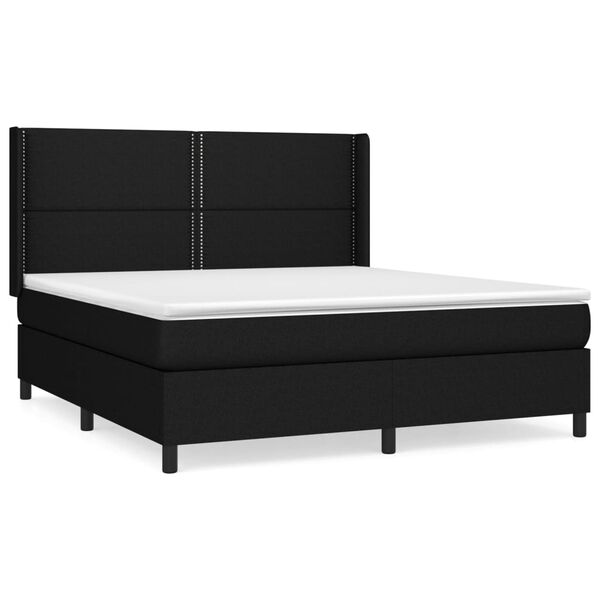 vidaXL Posteľn&yacute; r&aacute;m boxspring s matracom čierny 180x200 cm l&aacute;tka