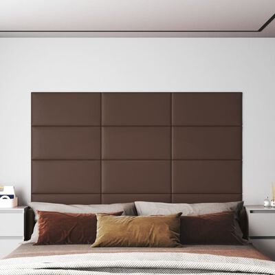 vidaXL Nástenné panely 12 ks hnedé 60x30 cm umelá koža 2,16 m²