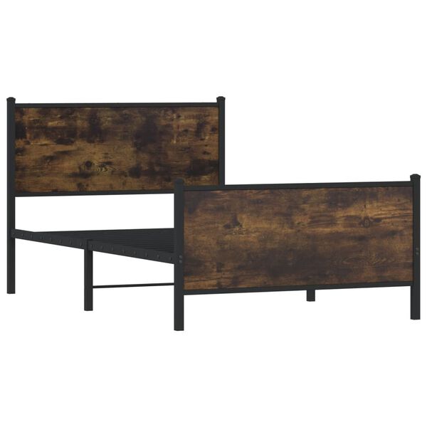 vidaXL Kovov&yacute; posteľn&yacute; r&aacute;m bez matraca dymov&yacute; dub 100x200 cm