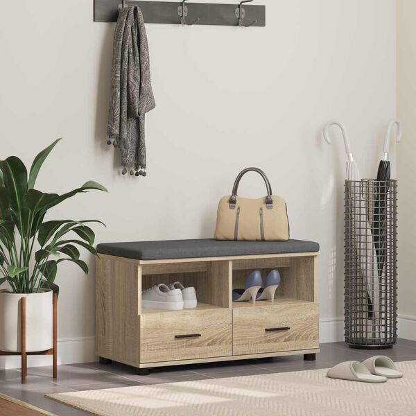 vidaXL Predsieňov&aacute; lavica s vank&uacute;&scaron;om Sonoma dub 80 x 38 x 46 cm