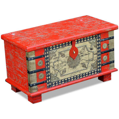 vidaXL Úložná truhlica z mangového dreva, červená, 80x40x45 cm