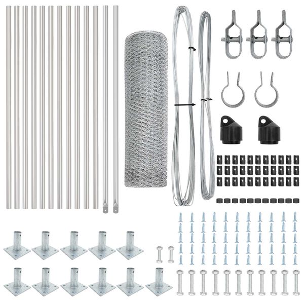 vidaXL Stĺp na plot. Strieborn&aacute; 25 x 0,6 m (25 mm sieť) Oceľ