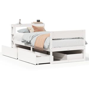vidaXL Posteľ bez matraca biela 75x190 cm mas&iacute;vna borovica