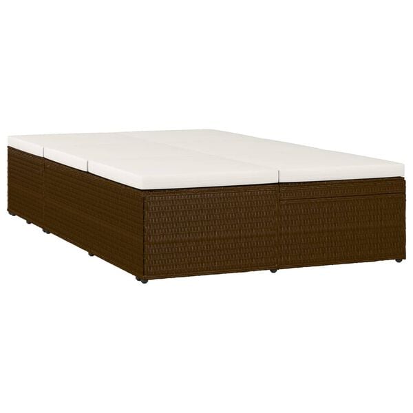 vidaXL Rozkladacie z&aacute;hradn&eacute; ležadlo s podložkou hned&eacute; polyratanov&eacute;