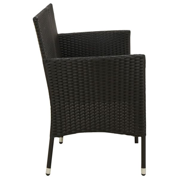 vidaXL 3-miestna záhradná pohovka s podložkami čierna polyratanová