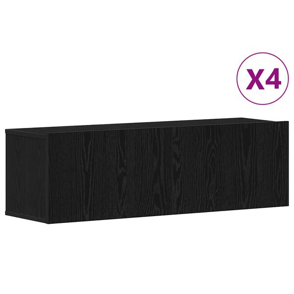 vidaXL Zostava TV skriniek N&aacute;stenn&yacute; 4 pcs Čierny dub 100 x 30 x 30 cm