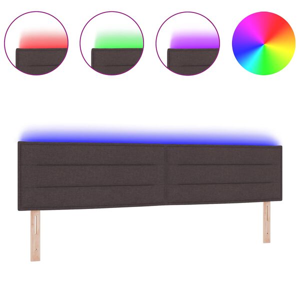 vidaXL LED hlavov&aacute; doska s čelnou doskou Tmavohned&aacute; 200 cm Polyester