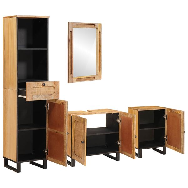 vidaXL Súpravy kúpeľňového nábytku Prírodná Masívne mango drevo