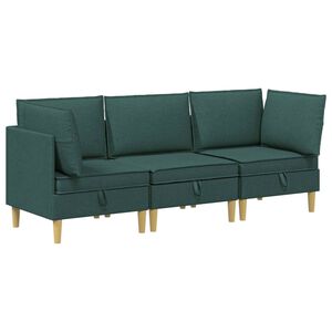 vidaXL Modul&aacute;rny pohovkov&yacute; set s &uacute;ložn&yacute;m priestorom 3 pcs Tmavozelen&aacute;