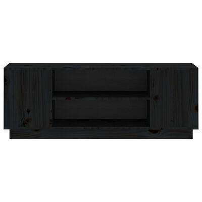 vidaXL TV skrinka čierna 110x35x40,5 cm masívna borovica
