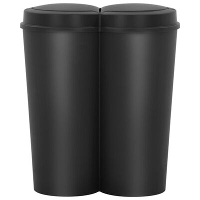 vidaXL Dvojitý odpadkový kôš čierny 50 l