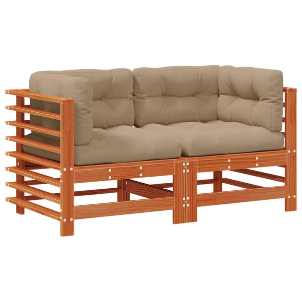 vidaXL Z&aacute;hradn&aacute; rohov&aacute; sedačka Mas&iacute;vna borovica Voskov&aacute; Hned&aacute;