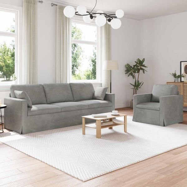 vidaXL Pohovka 2 pcs Svetlosiv&aacute; 228 x 78 x 80 cm Zamat