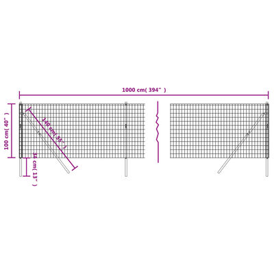 vidaXL Drôtený plot zelený 1x10 m pozinkovaná oceľ