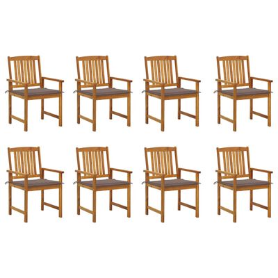 vidaXL Záhradné stoličky s podložkami 8 ks akáciový masív