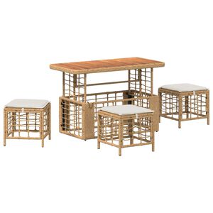 vidaXL Z&aacute;hradn&yacute; jed&aacute;lensk&yacute; set s vank&uacute;&scaron;om 4 pcs Pr&iacute;rodn&aacute; a biela