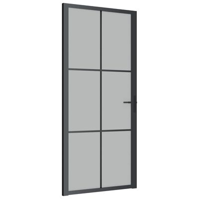 vidaXL Vnútorné dvere 93x201,5 cm čierne matné sklo a hliník