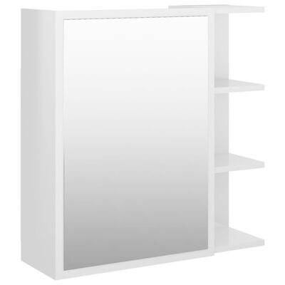 vidaXL Skrinka so zrkadlom, lesklá biela 62,5x20,5x64 cm
