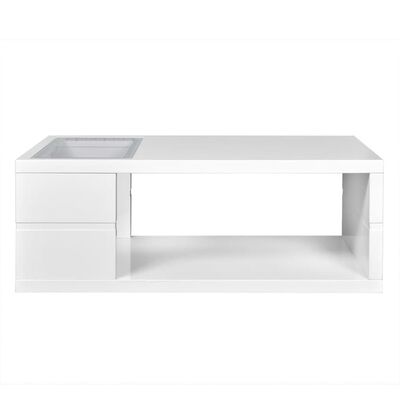 vidaXL Lesklý konferenčný stolík s LED, biely, 105x55x41,5 cm