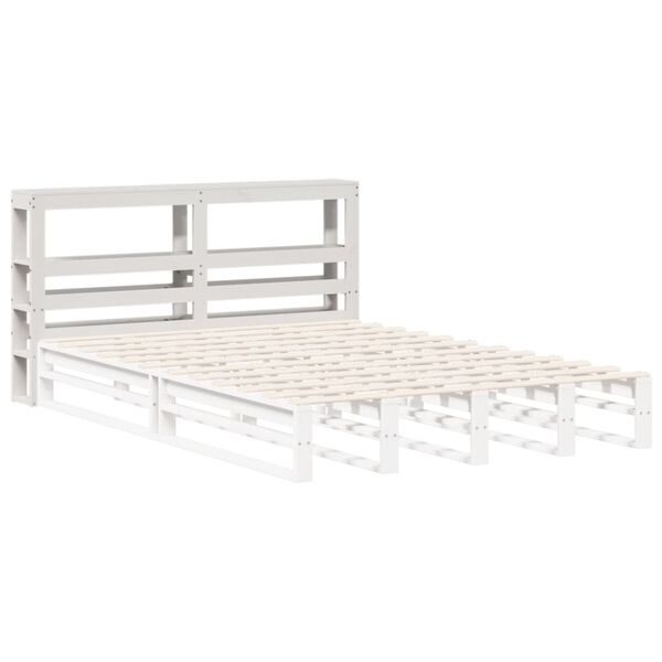 vidaXL Čelo postele s policami biele 135 cm mas&iacute;vna borovica