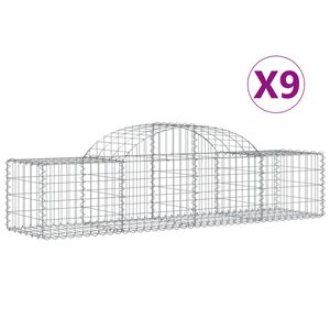 vidaXL Obl&uacute;kov&yacute; gabionov&yacute; k&ocirc;&scaron; 9 ks 200x50x40/60 cm pozinkovan&eacute; železo
