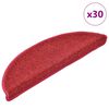 vidaXL Schodové rohože 30 ks 56x17x3 cm červené polkruhové