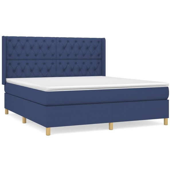 vidaXL Posteľn&yacute; r&aacute;m boxspring s matracom modr&yacute; 160x200 cm l&aacute;tka