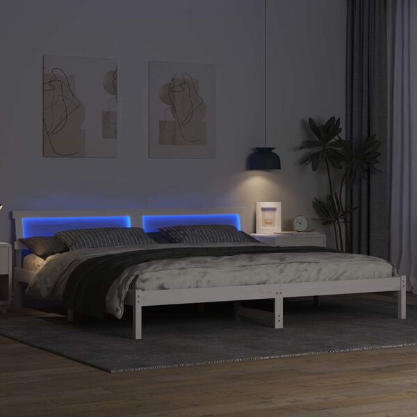 vidaXL R&aacute;m postele Biela 200 x 200 cm Mas&iacute;vne borovicov&eacute; drevo