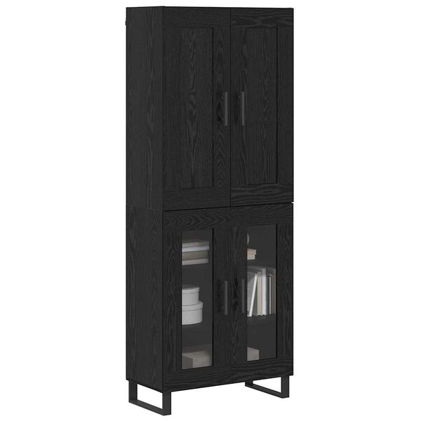 vidaXL Highboard Čierny dub 69,5 x 34 x 180 cm Kompozitn&eacute; drevo