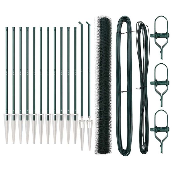 vidaXL Stĺp na plot. Zelená 25 x 1,6 m (36 mm sieťka) Ocel a PVC