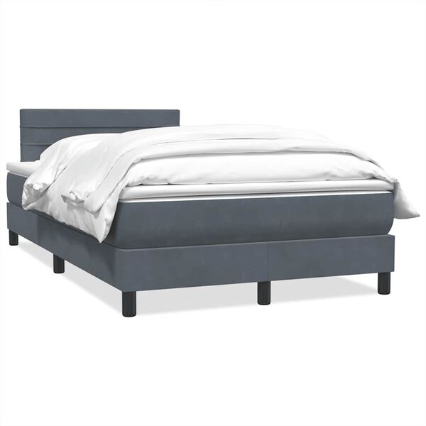 vidaXL Posteľn&yacute; r&aacute;m boxspring s matracom tmavosiv&yacute; 120x220 cm zamat