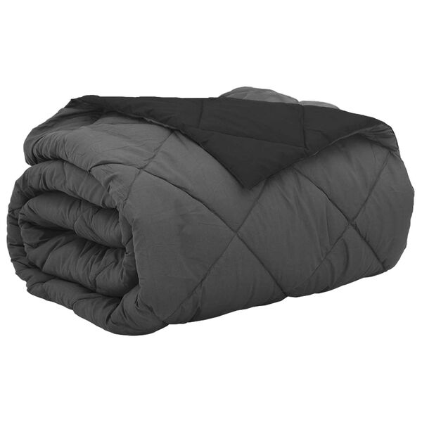 vidaXL Letn&aacute; prikr&yacute;vka Čierna a antracit 220 x 200 cm Mikrovl&aacute;kno