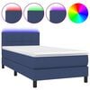 vidaXL Posteľ boxsping s matracom a LED modr&aacute; 90x190 cm l&aacute;tka