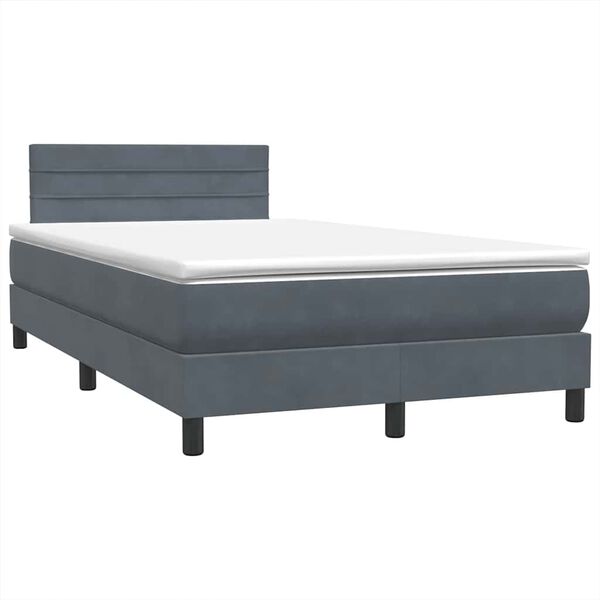 vidaXL Posteľn&yacute; r&aacute;m boxspring s matracom tmavosiv&yacute; 120x220 cm zamat
