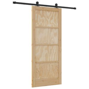 vidaXL Posuvn&eacute; dvere Pr&iacute;rodn&aacute; a čierna 86 x 198,5 cm Borovicov&yacute; mas&iacute;v