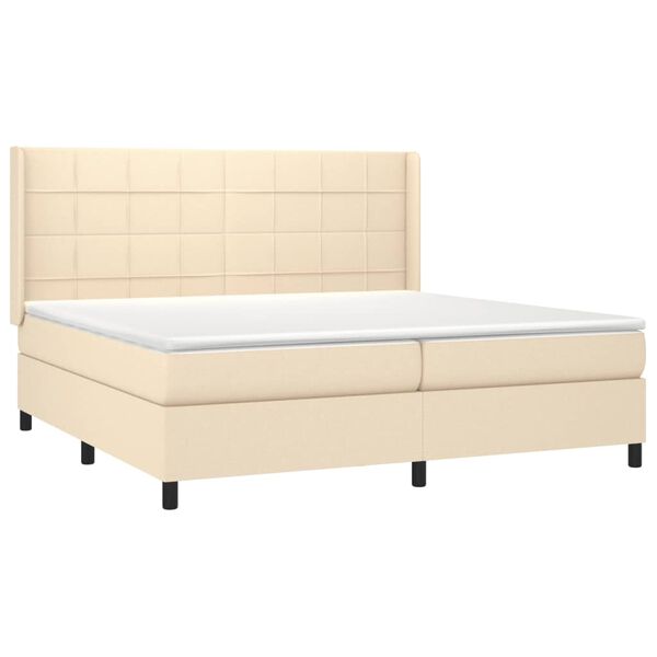 vidaXL Boxspring posteľ s matracom kr&eacute;mov&aacute; 200x200 cm l&aacute;tka