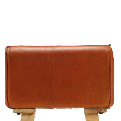 vidaXL Barové stoličky 2 ks, pravá koža a mangový masív