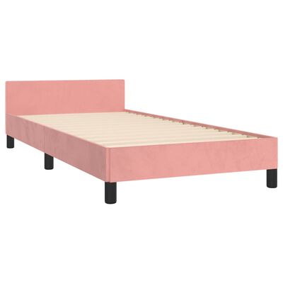 vidaXL Rám postele s čelom ružový 90x200 cm zamat