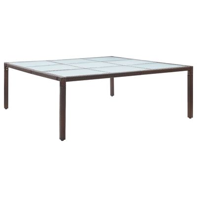 vidaXL Záhradný jedálenský stôl hnedý 200x200x74 cm polyratanový