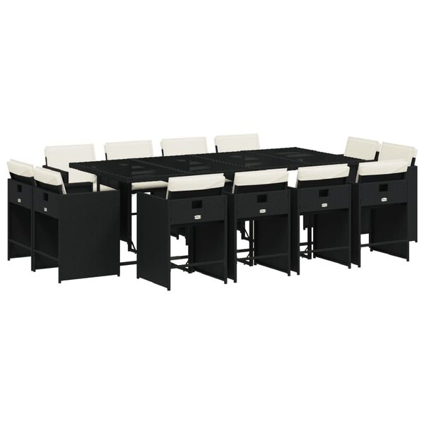 vidaXL 13-dielna z&aacute;hr. jed&aacute;lensk&aacute; s&uacute;prava s vank&uacute;&scaron;mi čierna polyratan