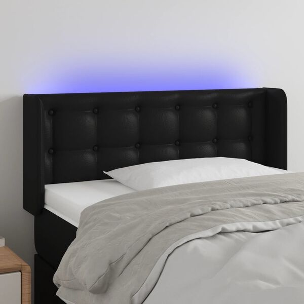 vidaXL Čelo postele s LED čierne 93x16x78/88 cm umel&aacute; koža