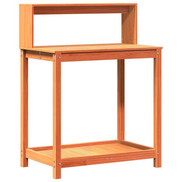 vidaXL Stôl na presádzanie s policami hnedý 82,5x50x109,5 cm borovica