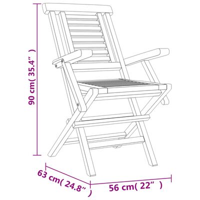 vidaXL Skladacie záhradné stoličky 4 ks 56x63x90 cm tíkový masív