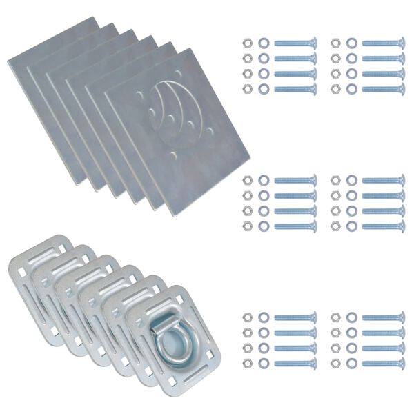 vidaXL Kotviaca miska pre pr&iacute;vesn&yacute; voz&iacute;k, 6 ks, pozinkovan&aacute; oceľ, 2000 kg