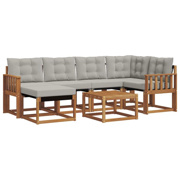 vidaXL Z&aacute;hradn&aacute; s&uacute;prava gaučov s vank&uacute;&scaron;om 7 pcs Pr&iacute;rodn&aacute; a svetlosiv&aacute;